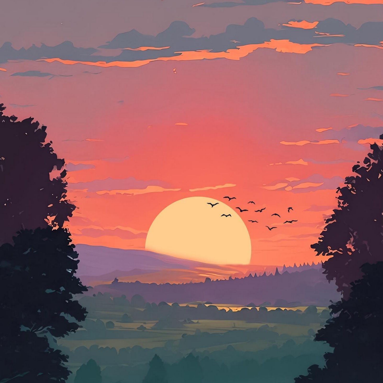 Download Sunset Over Serene Valley Full HD iPhone