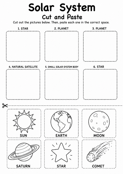 Solar System Cut and Paste Worksheet
