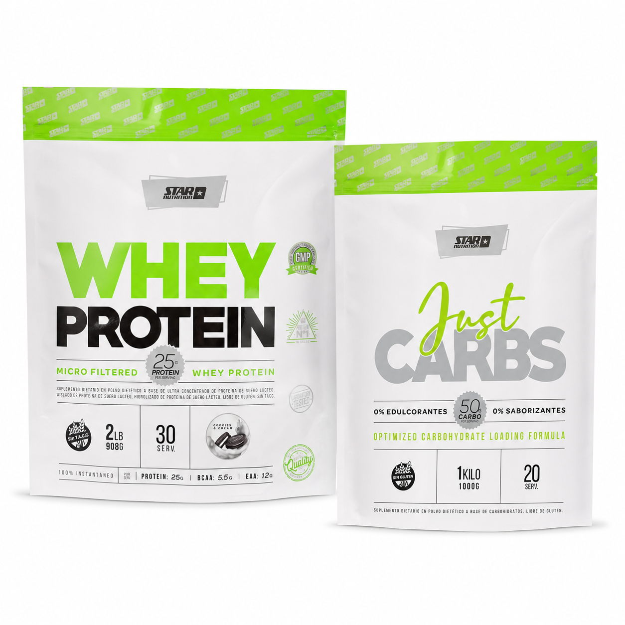 Kit Whey Protein 2 lb Cookies + Just Carbs 1 kg