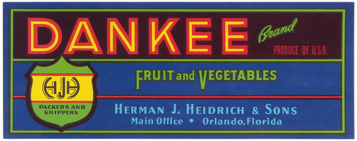 Dankee Brand Fruit and Vegetables Label 1930 1950
