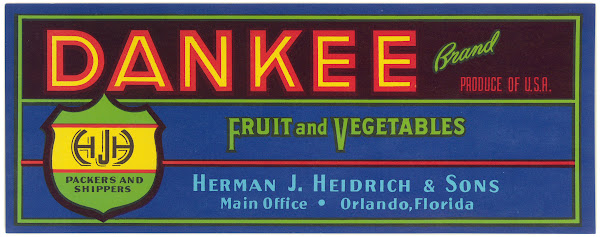 Dankee Brand Fruit and Vegetables Label 1930 1950