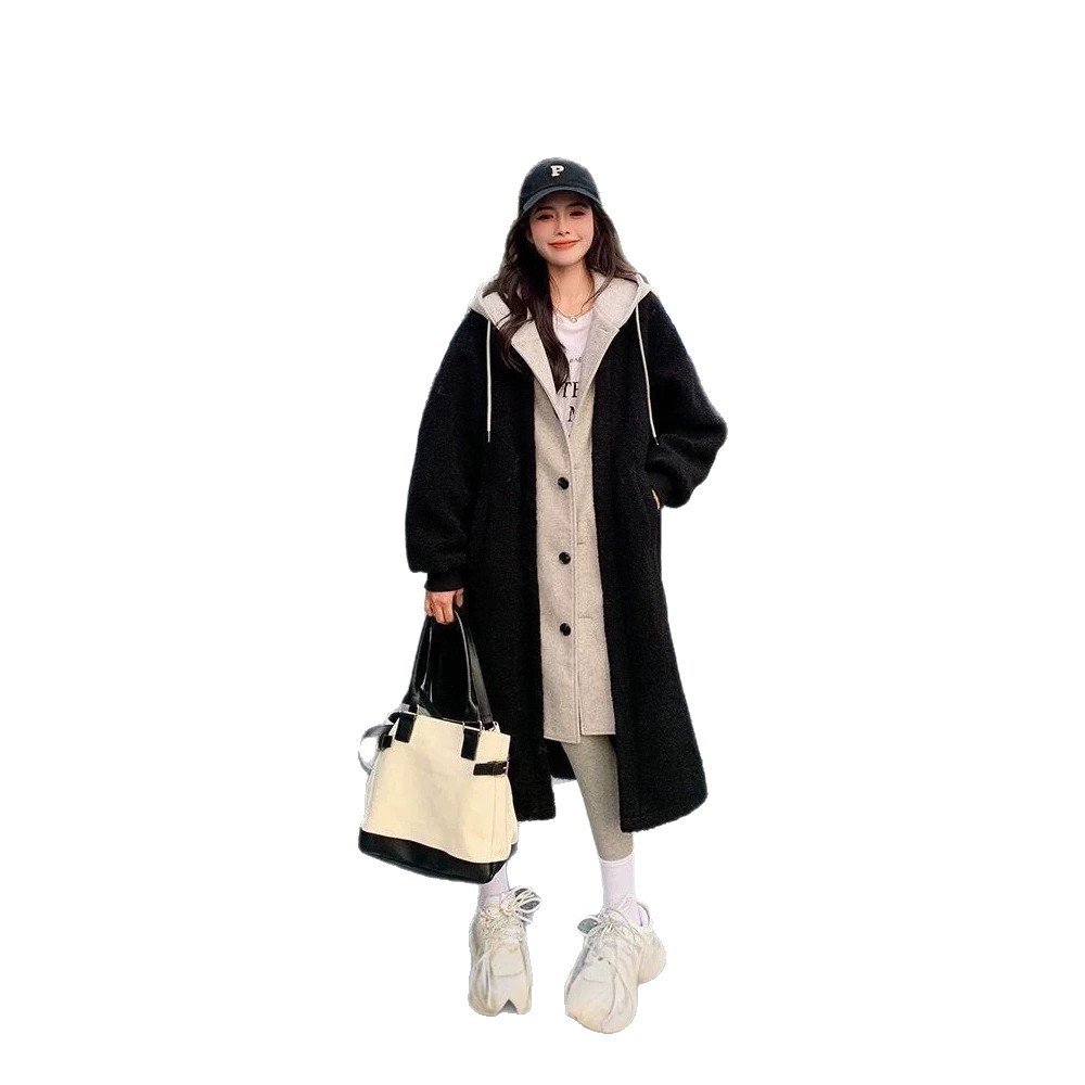 Women's hooded coat, mid-length, padded