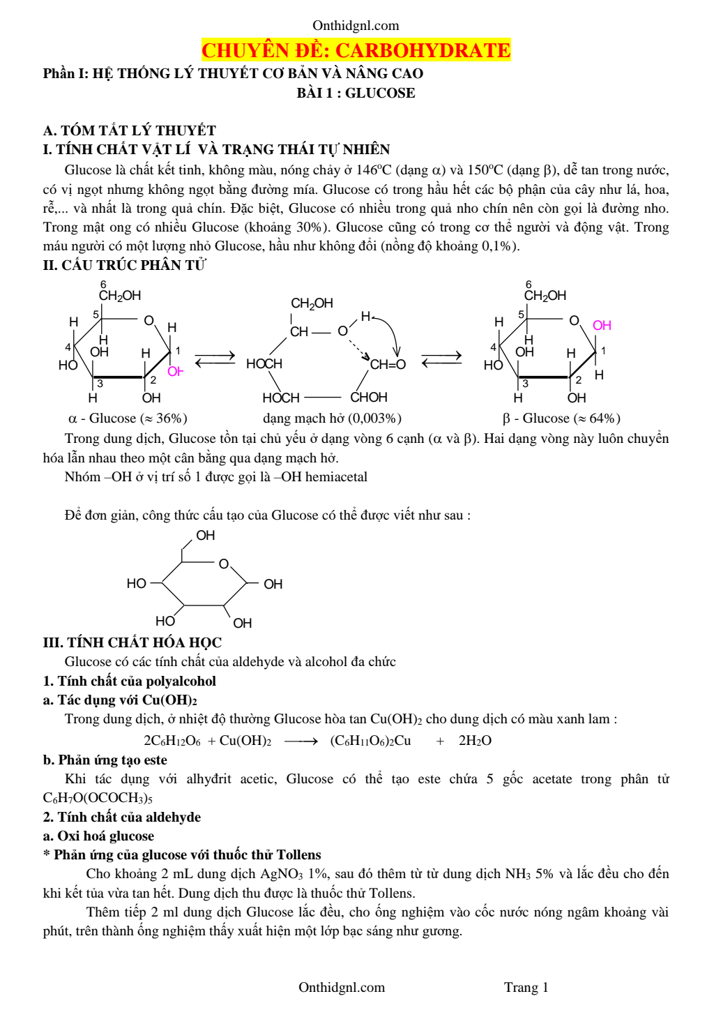 Chuyên Đề Carbohydrate Bồi Dưỡng Học Sinh Giỏi Hóa 12 Giải Chi Tiết pdf