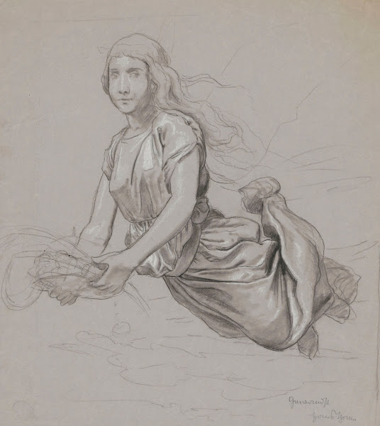 Study of a female figure floating above ground 1880   1890