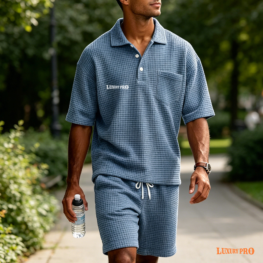 2D Waffle Polo Set With Pockets