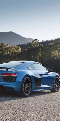 Audi, R8, Sportscar, Blue, Mountains 4K Wallpaper