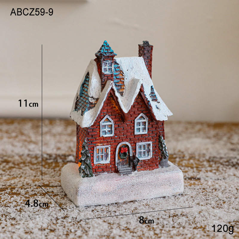 Beleuchtetes Weihnachtshaus aus Kunstharz
