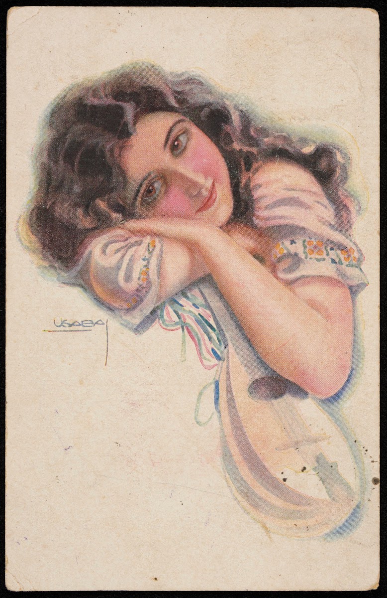 Young woman with a mandolin 20th century
