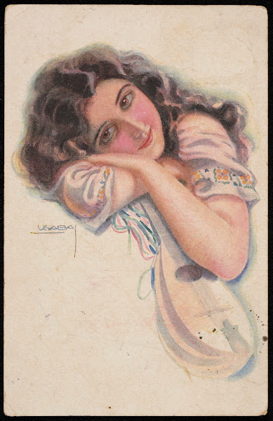 Young woman with a mandolin 20th century