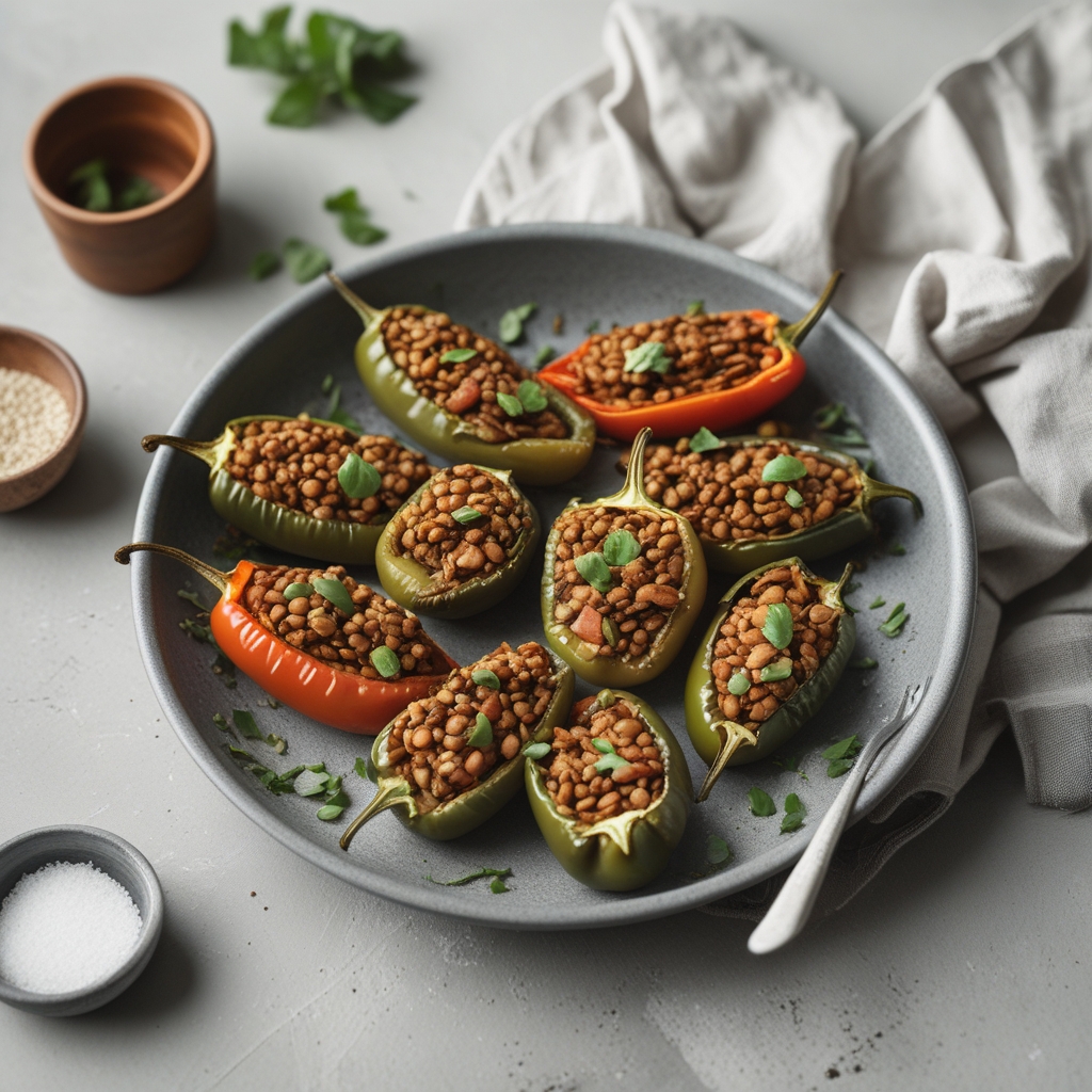 Crispy Spiced Lentil & Feta Stuffed Mini Peppers