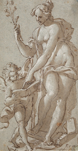 Venus underviser Amor der læser i en bog 1588  1630