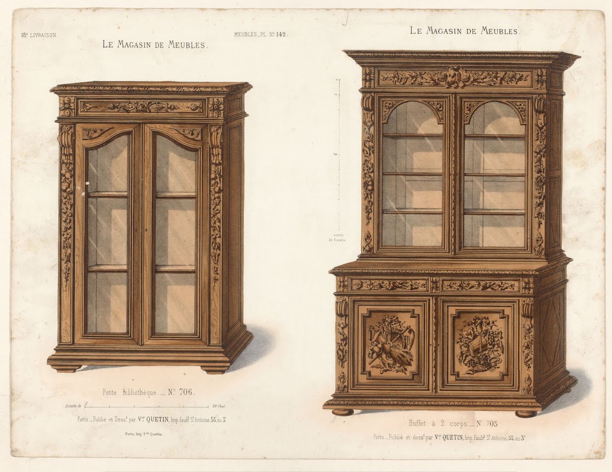 Petite Bibliothèque  Buffet à 2 corps 1832   1904