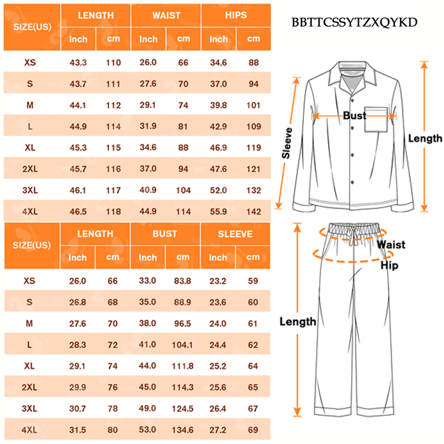 AOP Trimmed Full Length Adult Long Sleeved Pajama Set with One Pocket on Chest