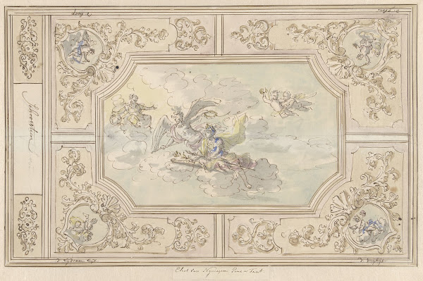 Ontwerp voor een plafondschildering met Eer gekroond door de Tijd 1677   1755