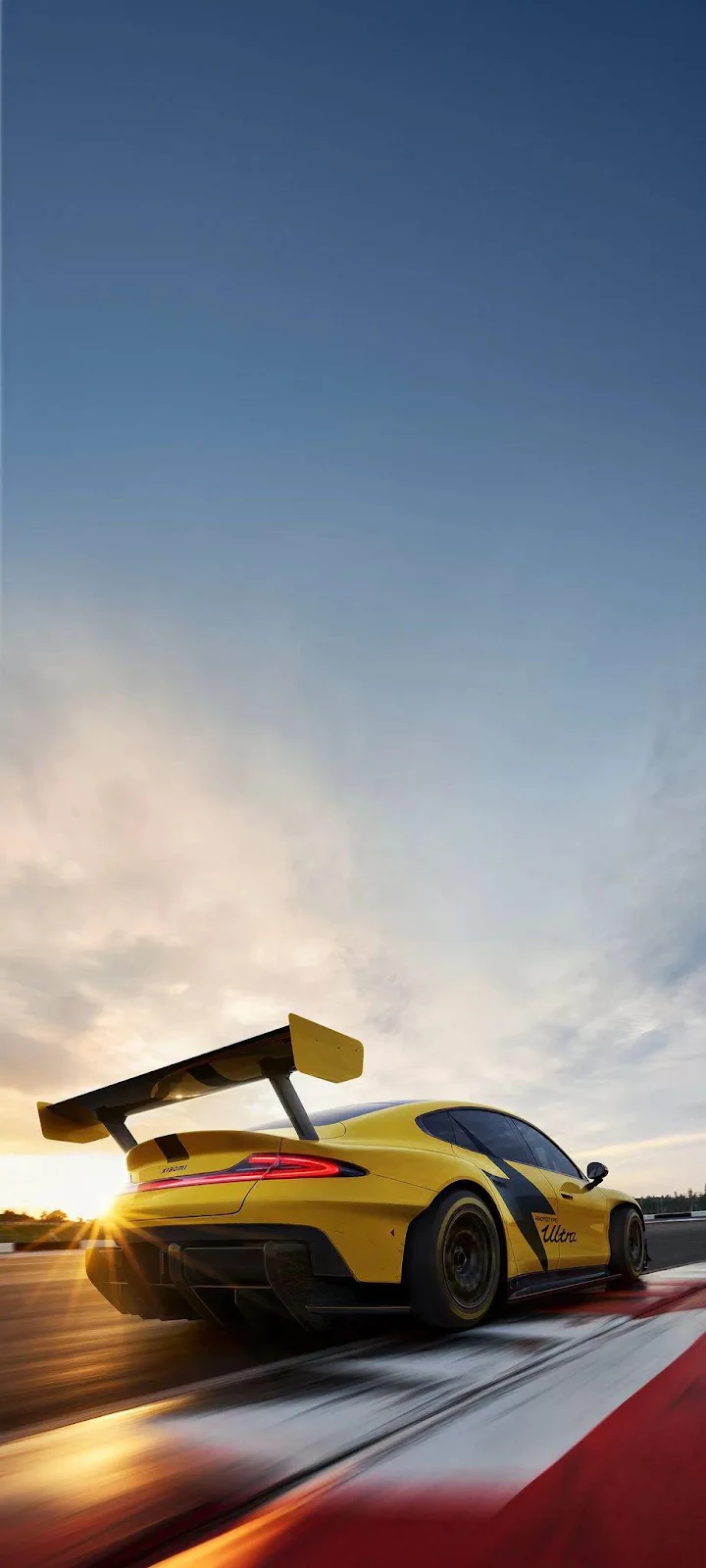 Yellow GT Race Car on Track - Automotive Photography iPhone Wallpaper (922x2048)