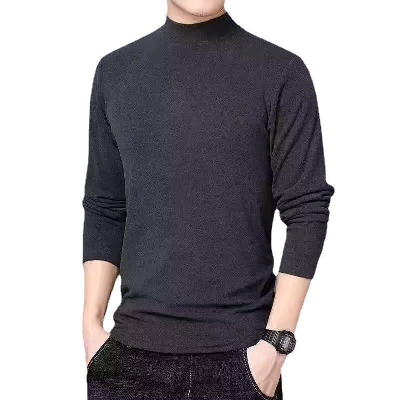 Men's long sleeve shirt with stand-up collar, lined
