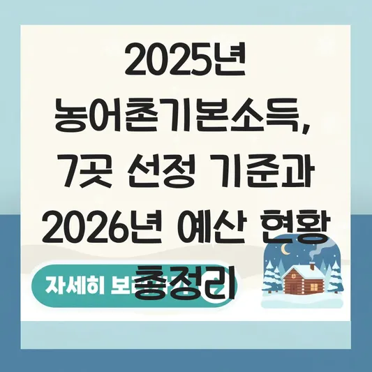 농어촌기본소득 대상지역 선정 기준과 2026년 예산 반영 현황 대표 이미지