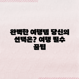 여행 필수템, 여행 준비, 자신에게 맞는 선택, 여행 아이템 추천, 완벽한 여행