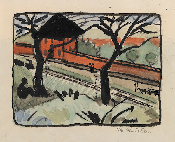 Dorfstrasse  Bahnhof in Schmiedeberg Riesengebirge 1919