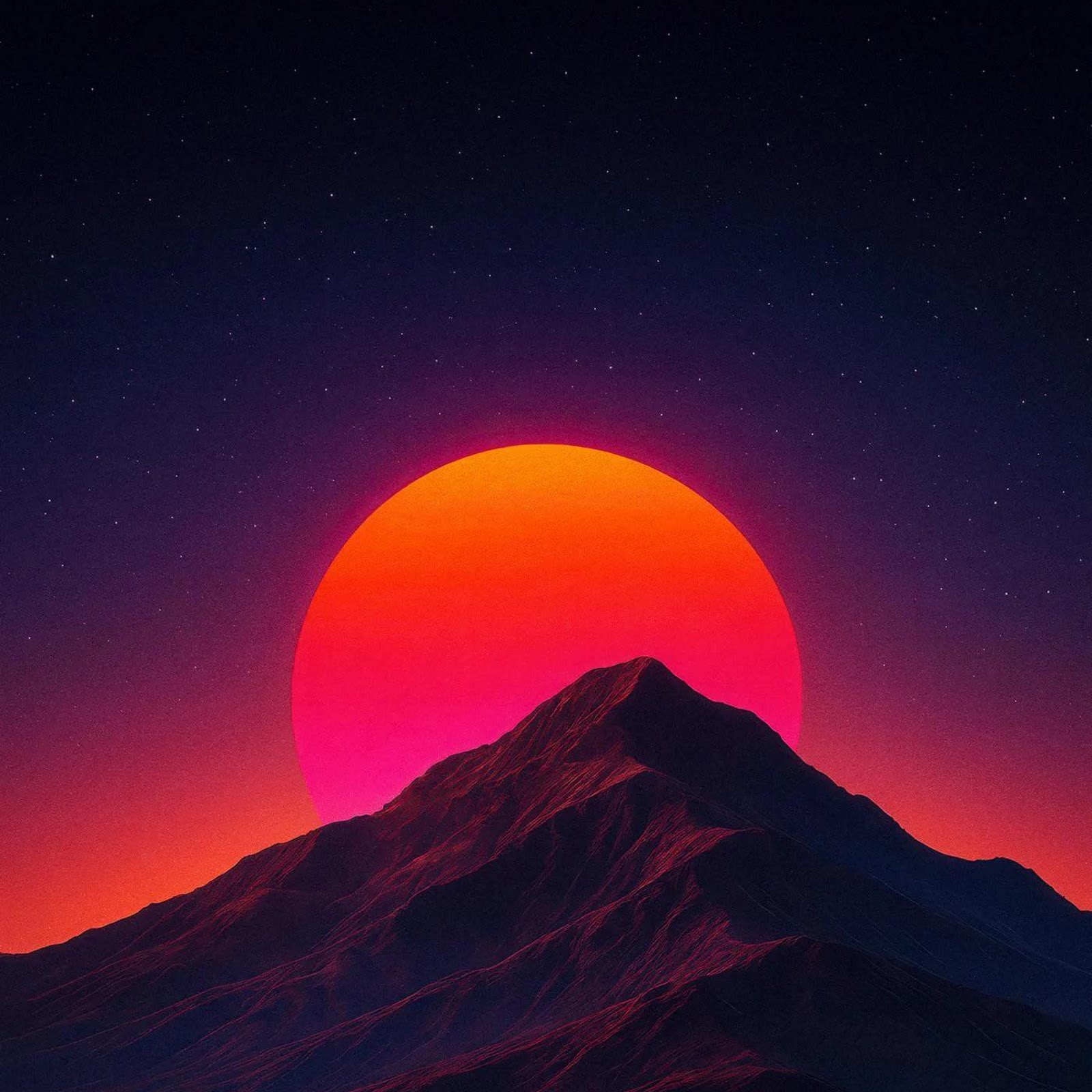 Download Massive Mountain Under Neon Sun Full HD iPhone