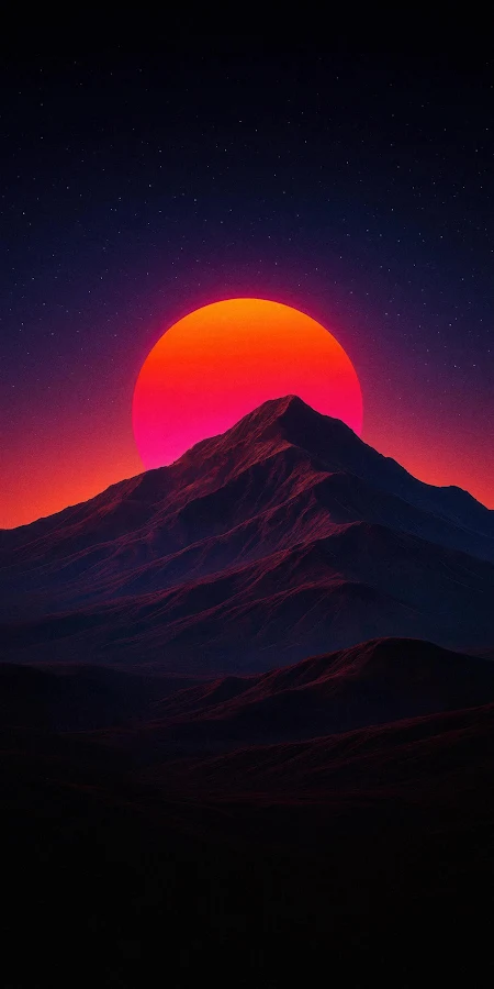 Massive Mountain Under Neon Sun Full HD iPhone Phone Wallpaper