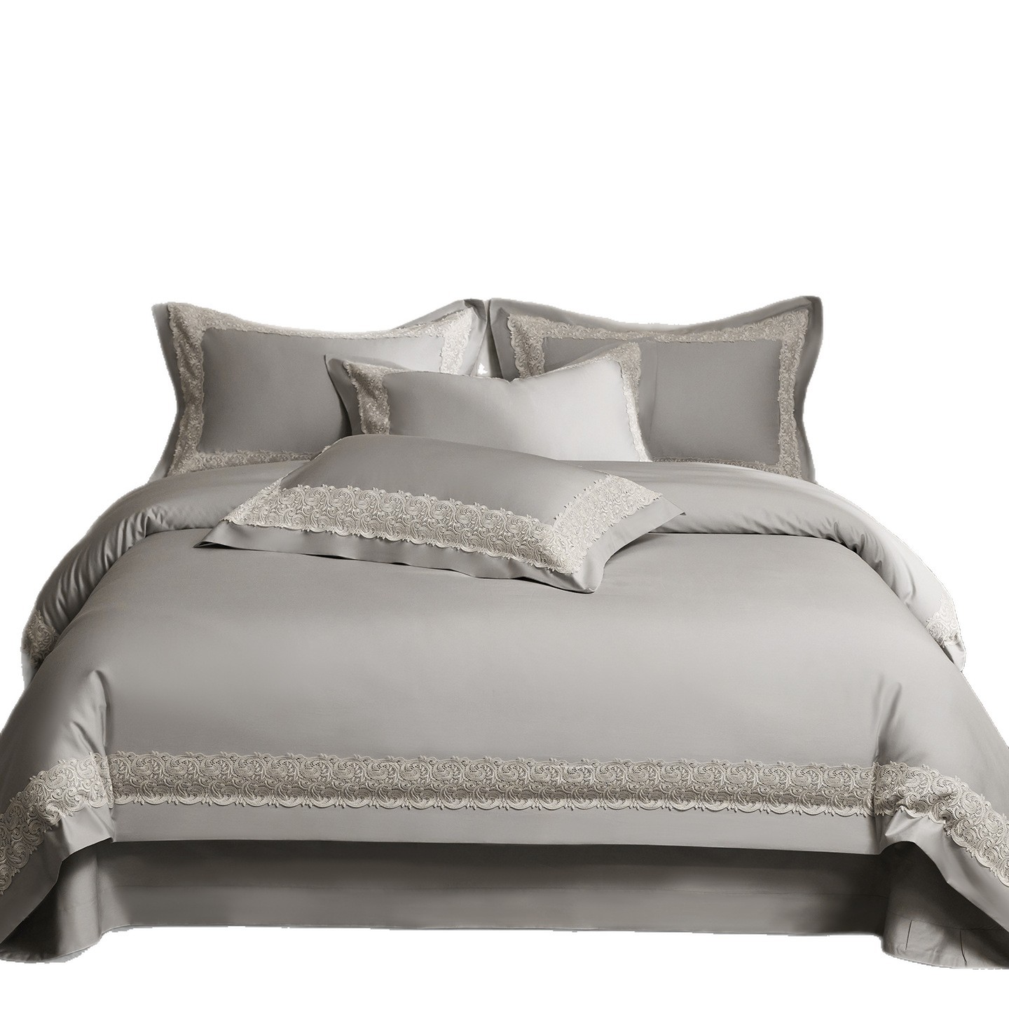 Cotton bed linen set, 4-piece, elegant