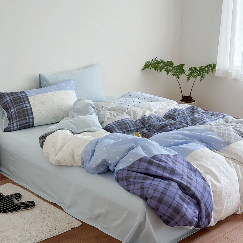 Cotton Bedding Set, Double Layered, 3-4 Piece