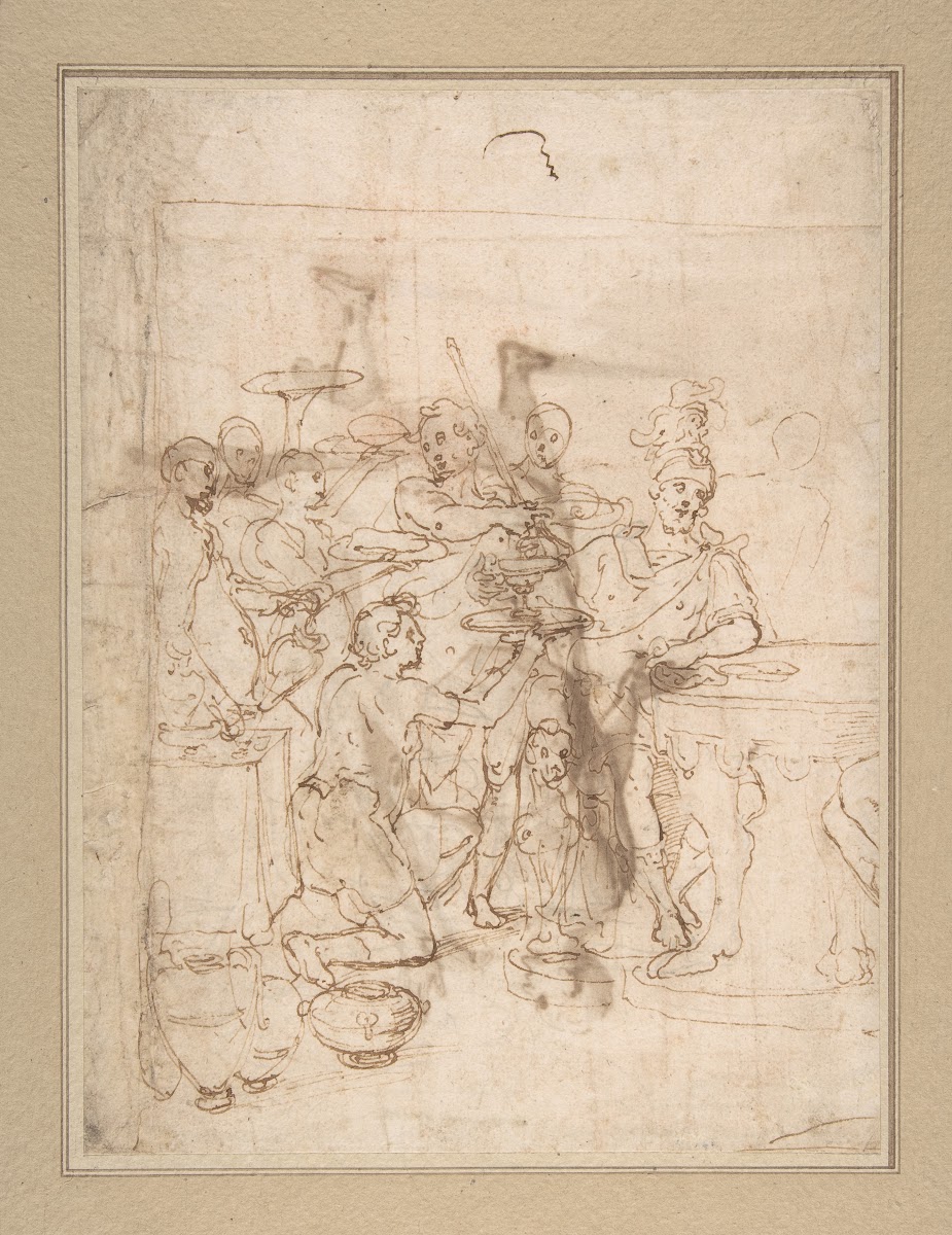 Banquet Scene A Seated Warrior Attended by a Number of Servants 15361614