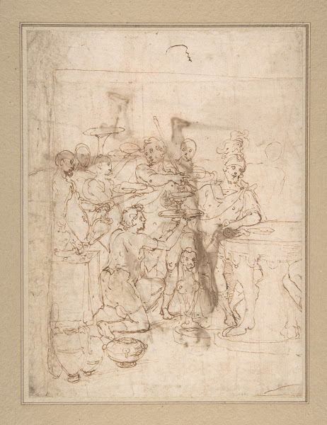 Banquet Scene A Seated Warrior Attended by a Number of Servants 15361614
