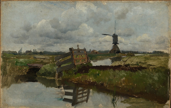 Holländische Landschaft mit Windmühle 1887