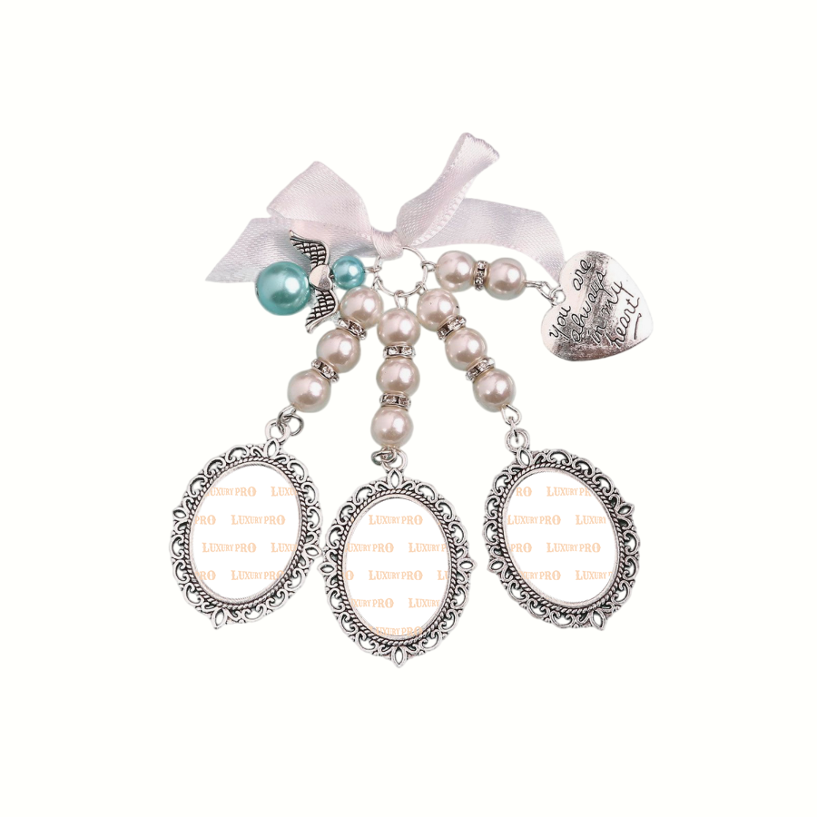 Bowknot Pearl Heart Photo Pendant