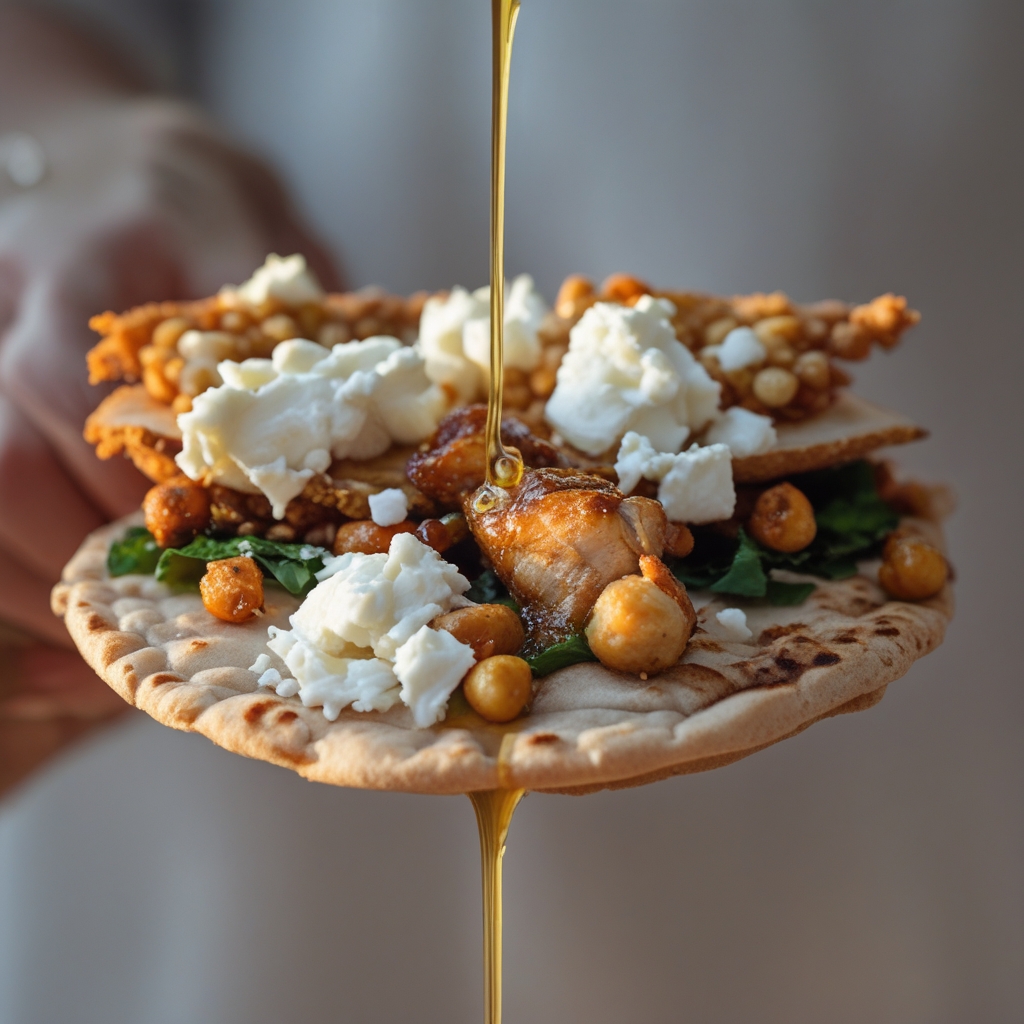 Final Moroccan Ras el Hanout Chicken & Crispy Chickpea Power Pitas with Whipped Honey-Feta