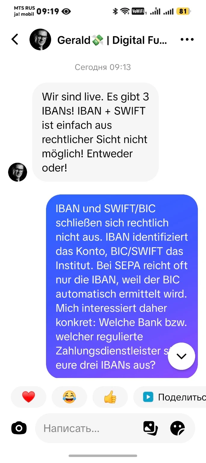 Korrespondenz 01: Drei IBANs und die Aussage zu SWIFT