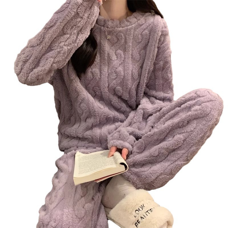 Flauschiges Jacquard-Hausanzug-Set für Paare