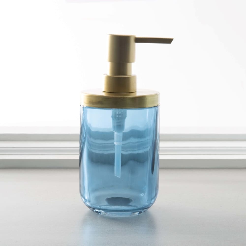 Dispensador de jabón de vidrio Moda™ Jasper color azul/dorado
