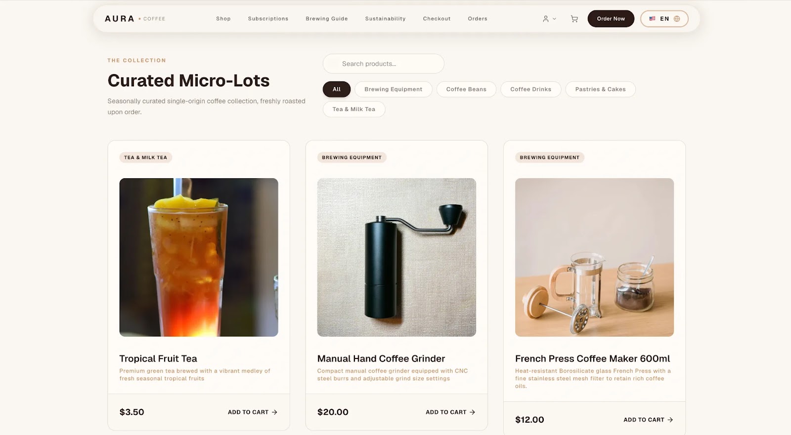 Aura Coffee — Artisanal Single-Origin Micro-Lots
