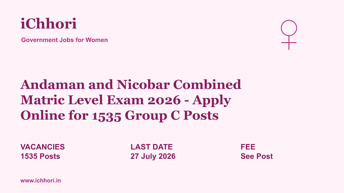 Andaman and Nicobar Combined Matric Level Exam 2026 - Apply Online for 1535 Group C Posts - iChhori