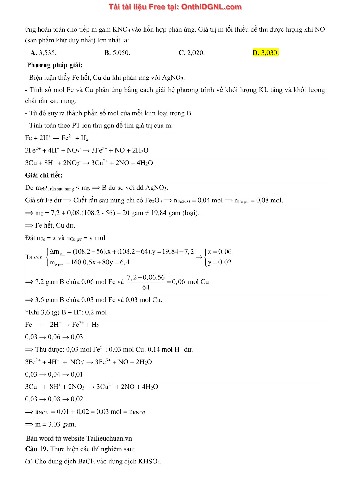 135 bài tập môn Hóa học - Ôn thi ĐGNL Bách khoa Hà nội Phần 2