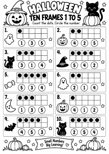 Halloween Ten Frames 1 to 5