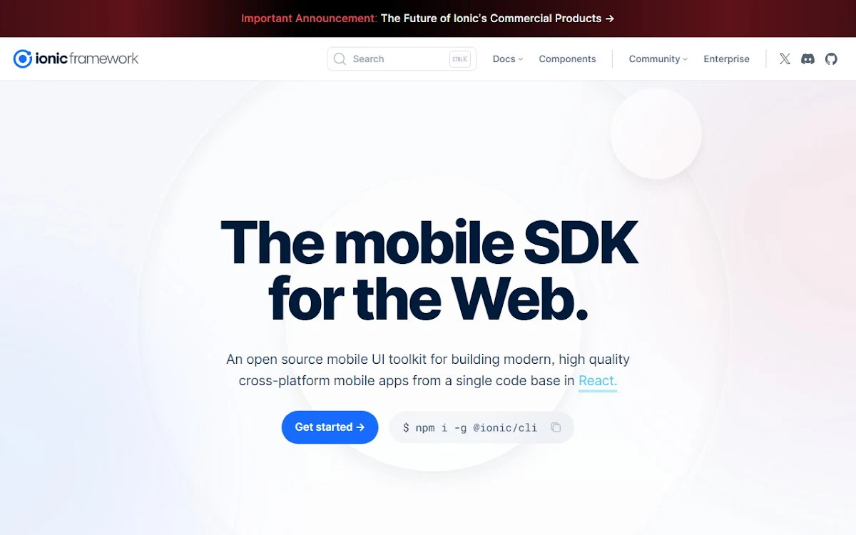 Captura de Ionic Framework