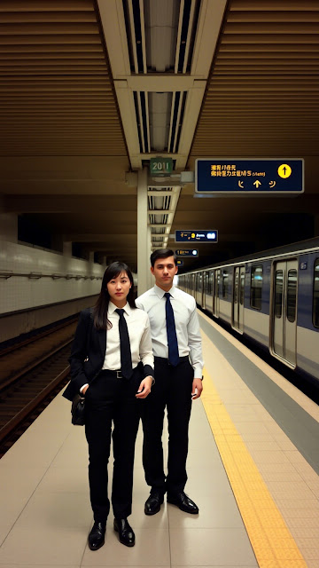Corporate Professionals Waiting on Subway Platform - Free mobile Wallpaper