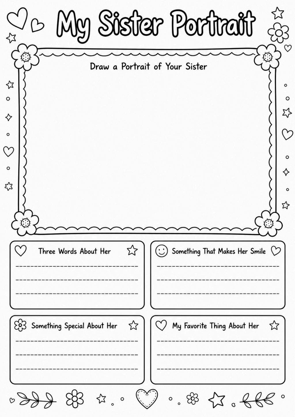 My Sister Portrait Worksheet