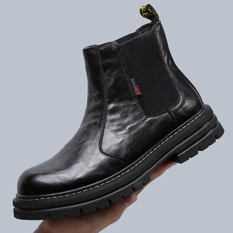 Men's Chelsea boots, lined, vintage style, leather