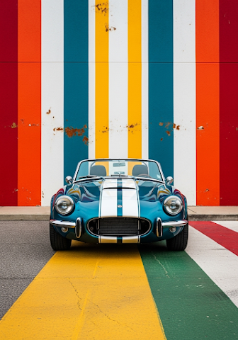 Classic Roadster in Front of Striped Wall