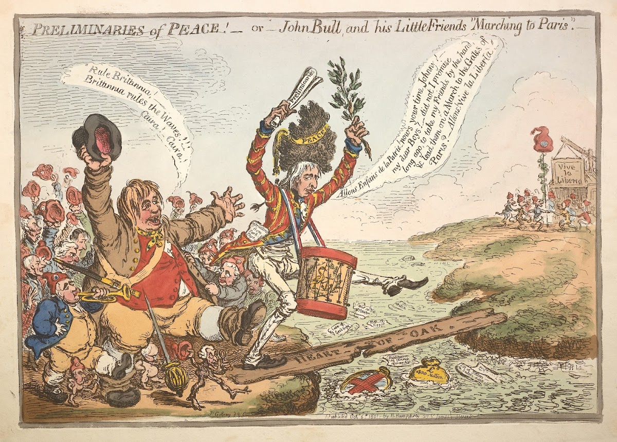 Preliminaries of peace  or  John Bull and his little friends marching to Paris 1