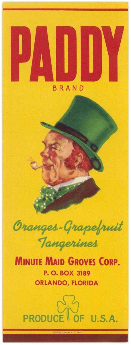Paddy Brand Citrus Label 1930 1950