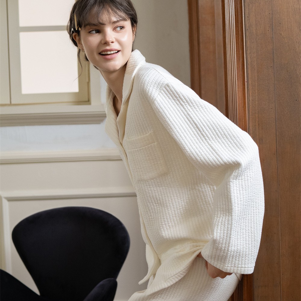 Baumwoll-Loungewear-Set für Paare, langärmelig