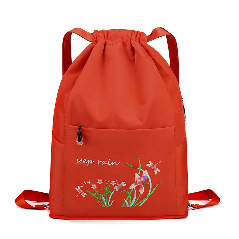Double Backpack, Nylon, Foldable, Embroidered