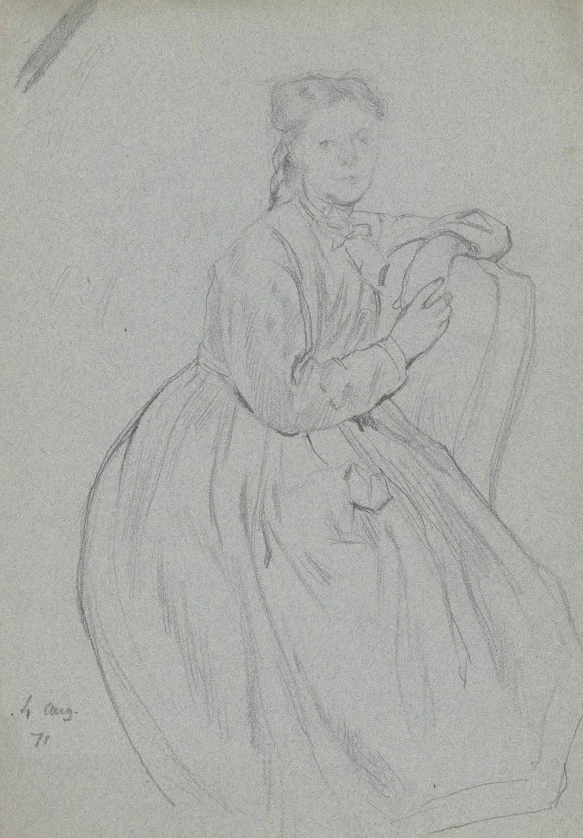 Luise Scholderer seitlich auf einem Stuhl sitzend 1871
