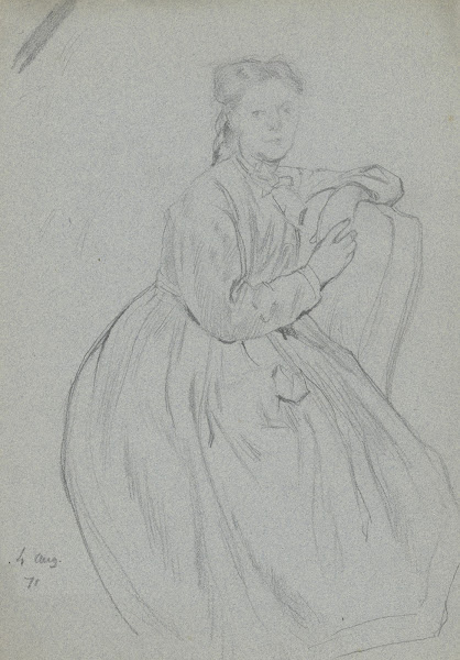 Luise Scholderer seitlich auf einem Stuhl sitzend 1871